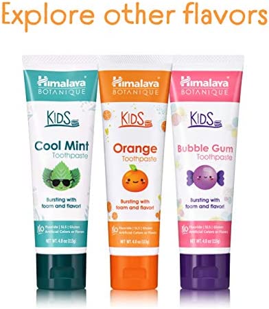 Himalaya Botanique Kids Toothpaste, Cool Mint Flavor to Reduce Plaque and Keep Kids Brushing Longer, 4 oz